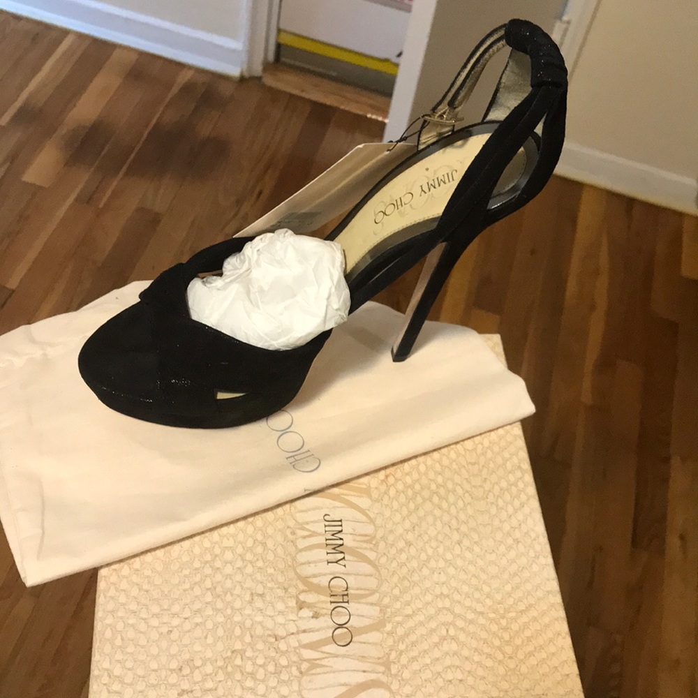 Jimmy choo shimmer suede black